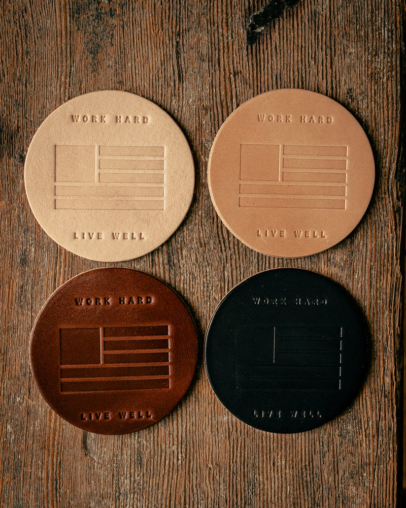 Leather Coaster | Work Hard Live Well | Manready Mercantile