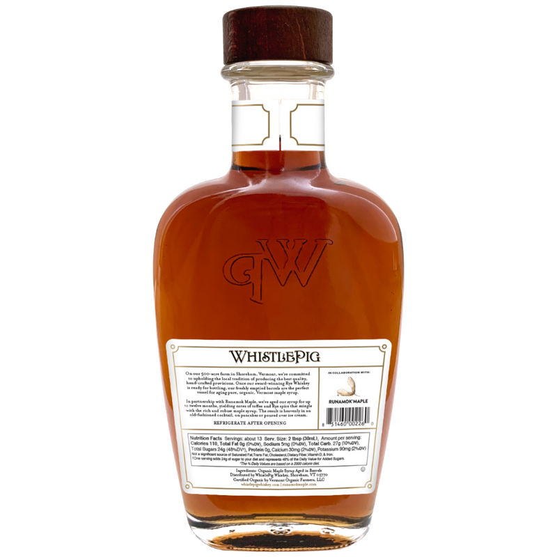 WhistlePig Rye Whiskey Barrel-Aged Organic Maple Syrup | Runamok