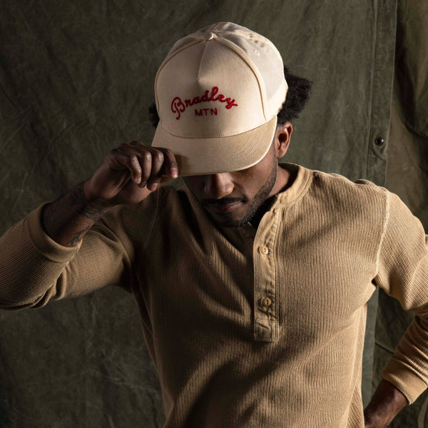 Chainstitch Camper Hat | Oatmeal & Red | Bradley Mountain