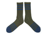 Tread Lightly: Heather Stripes Socks | Navy + Olive | The Ampal Creative