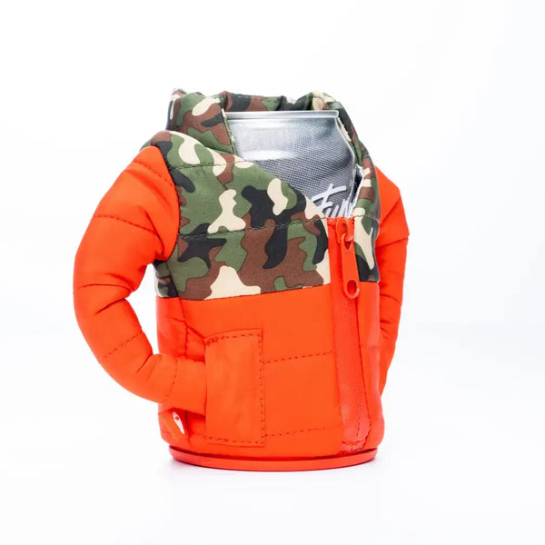 The Puffy Insulated Can Cooler | Puffin Red + Woodsy Camo | Puffin Drinkwear