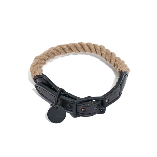 Rope Collar | Matte Black + Natural | Found My Animal