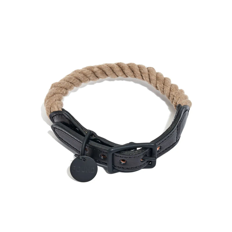 Rope Collar | Matte Black + Natural | Found My Animal