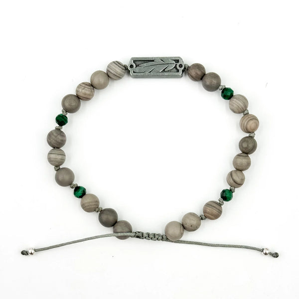 Grey & Malachite Beaded Feather Bracelet | Sight Line Provisions