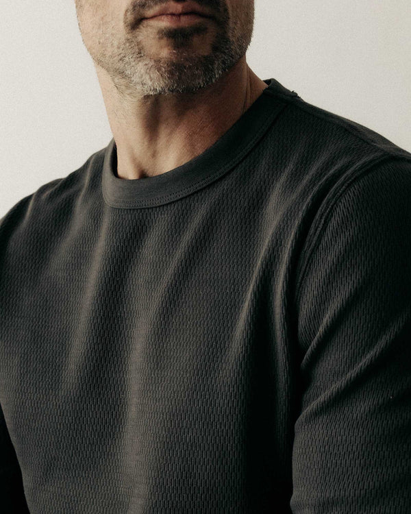 The Organic Cotton Waffle Crew | Faded Black Waffle | Taylor Stitch