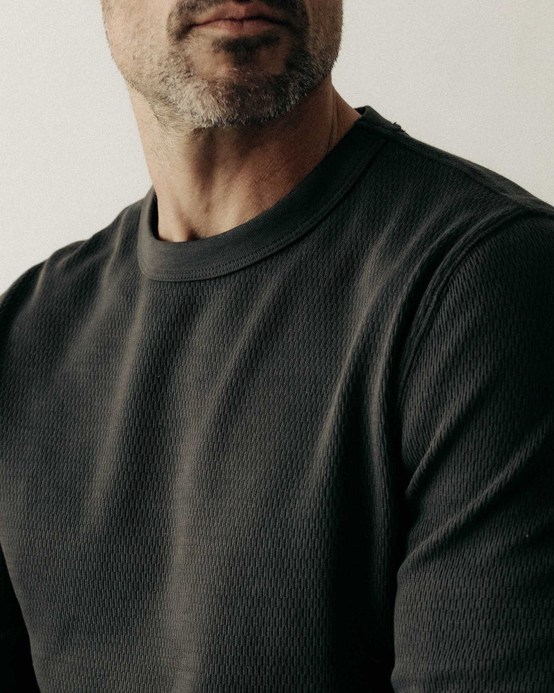 The Organic Cotton Waffle Crew | Faded Black Waffle | Taylor Stitch