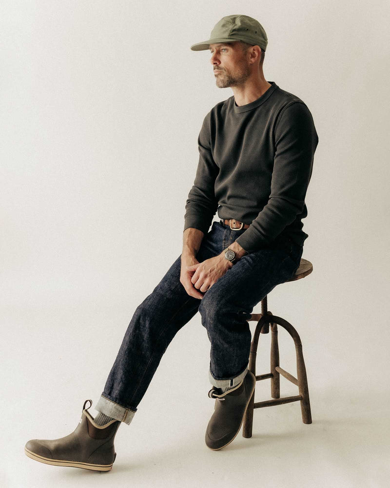 The Organic Cotton Waffle Crew | Faded Black Waffle | Taylor Stitch
