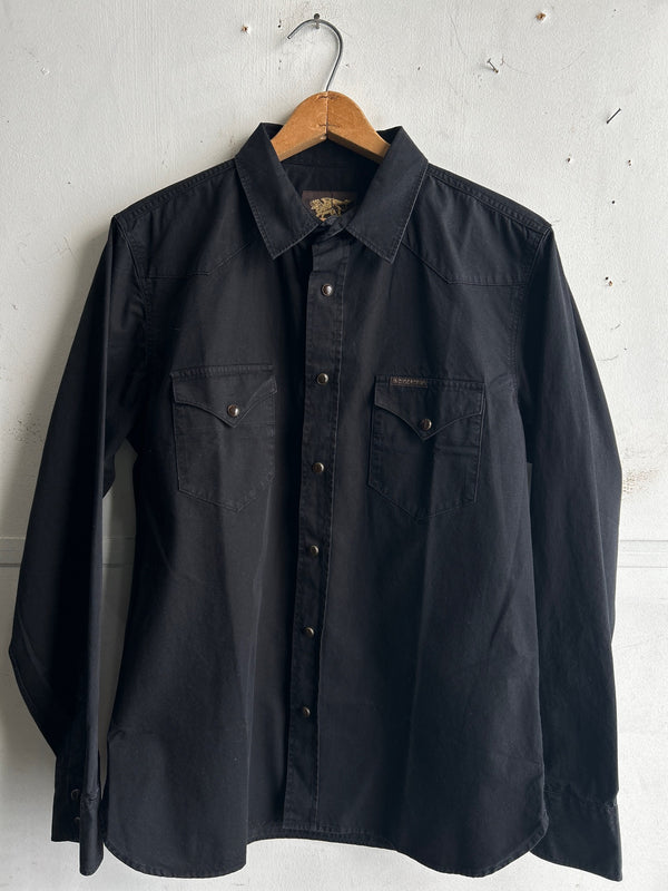 Sideras Shirt | Black Cotton Twill | Indigofera