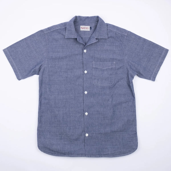 Hawaiian Shirt | Navy Chambray | Freenote Cloth