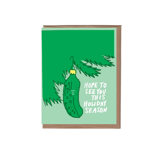 Scratch & Sniff Pickle Christmas Card | La Familia Green