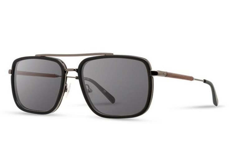 Grant Acetate Sunglasses | Matte Black Walnut Grey Polarized | Shwood