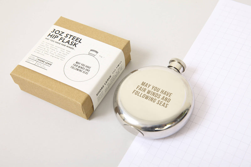 Stainless Steel Hip Flask "May You Have Fair Winds and Following Seas" | Izola