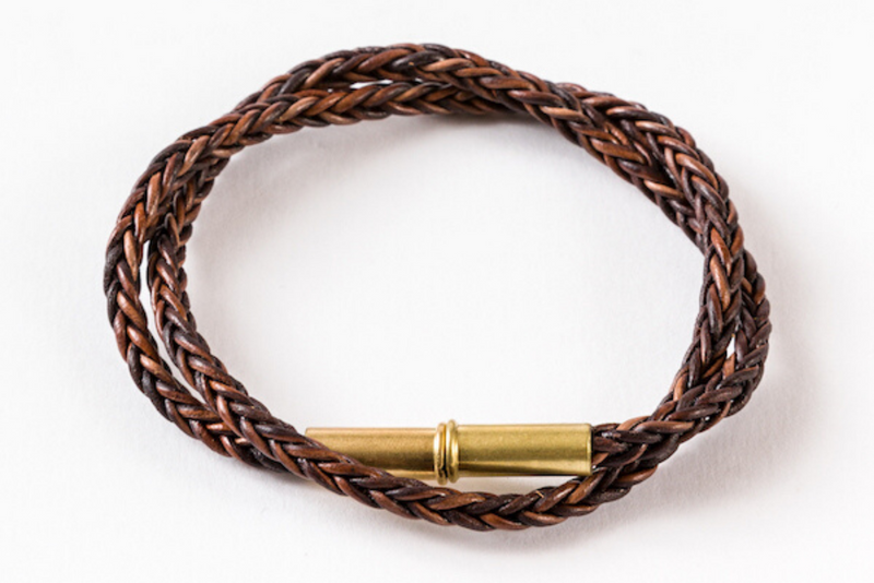 Flint Bracelet | Leather Braided .22 | Brown Double Wrap | Tres Cuervos