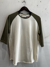 Leon Raglan Shirt | Burnt Olive & White | Indigofera