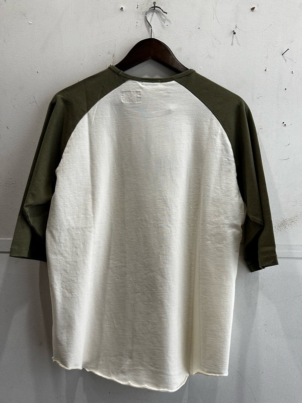 Leon Raglan Shirt | Burnt Olive & White | Indigofera
