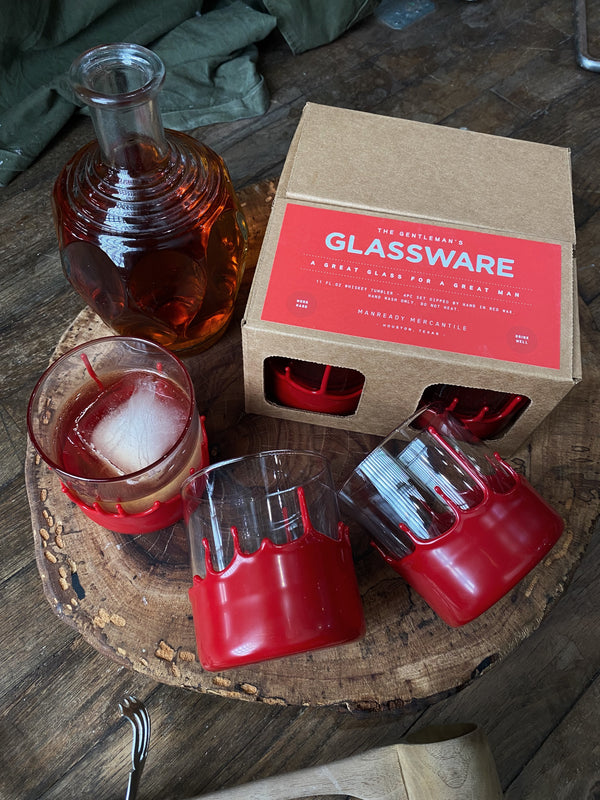 The Gentleman's Glassware | Red Wax Dipped Whiskey Glasses | Manready Mercantile