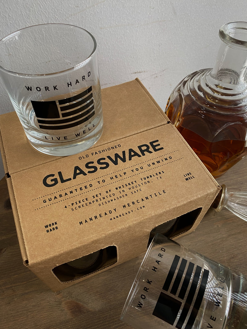 Old Fashioned Glassware | Work Hard Live Well | Manready Mercantile