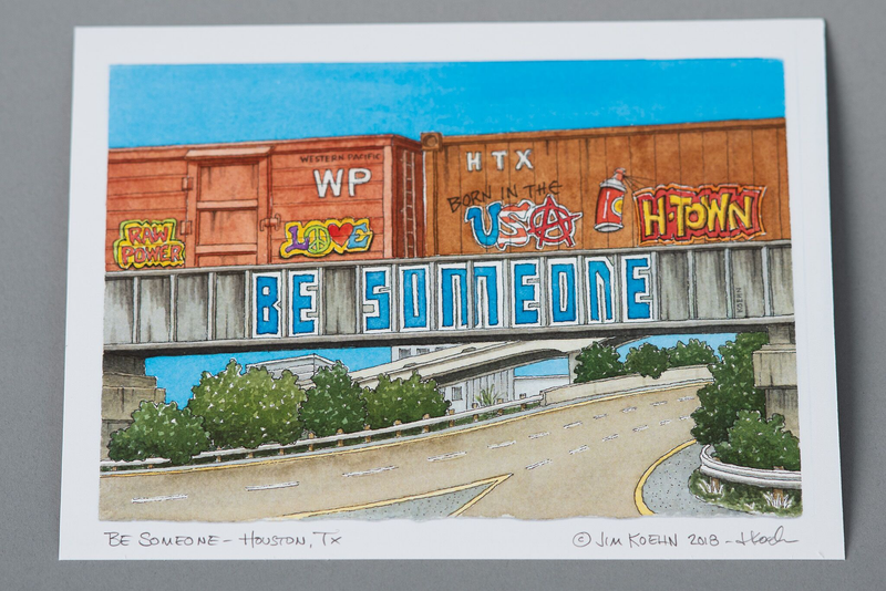 Framed Art Print 5" x 7" | Streets of Houston | Jim Koehn Artwork