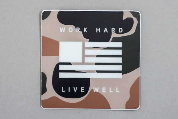 Sticker | Work Hard, Live Well | Camo | Manready Mercantile - Manready Mercantile