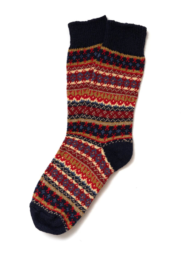 Cotton Fair Isle Socks | Dark Navy | American Trench