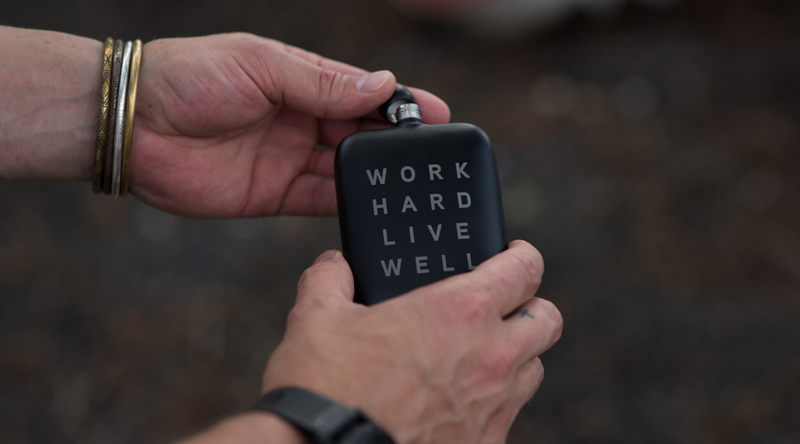 Work Hard Live Well Perdition Flask | The Sneerwell x Manready Mercantile