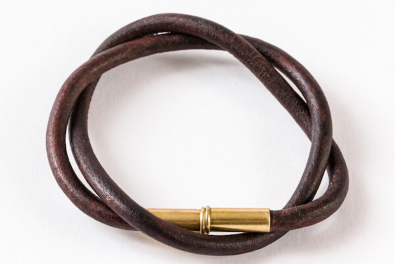 Flint Bracelet | Leather Smooth .22 | Brown Double Wrap | Tres Cuervos